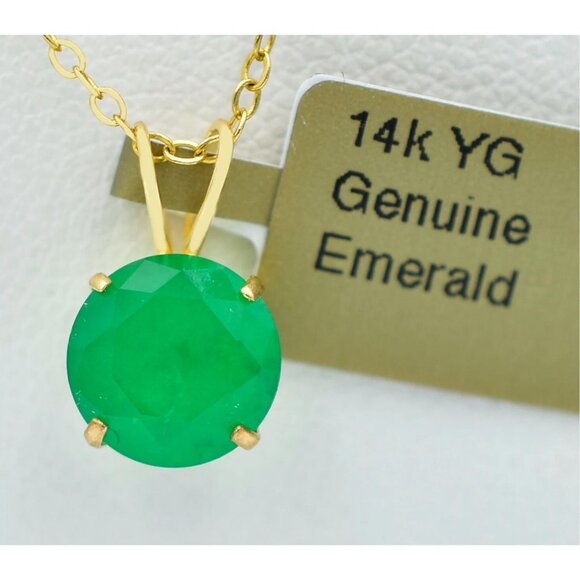 Genuine 3.78 Cts Emerald Pendant 14k Yellow Gold